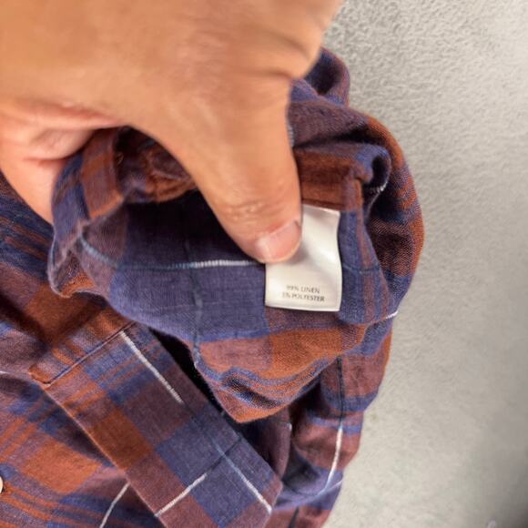 Baird McNutt Murano Slim Fit Mens XL Button Shirt 99% Linen Blend Short Sleeve - Picture 3 of 7